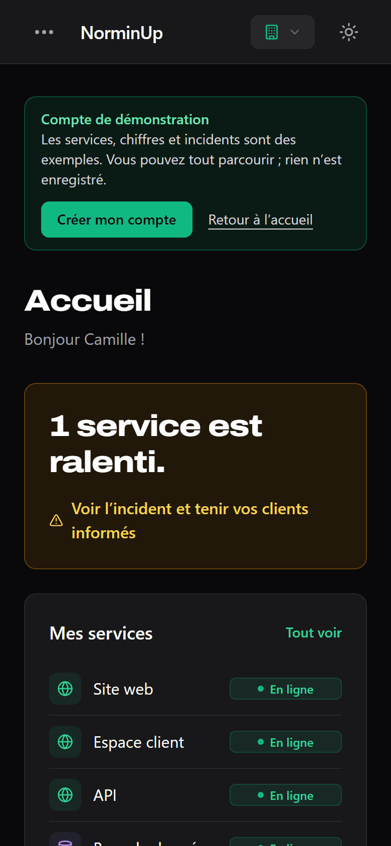 Le même accueil sur téléphone.